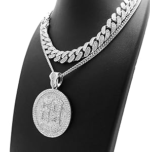 BLINGFACTORY Hip Hop Tekashi69 69 Medallion Necklace & 12mm